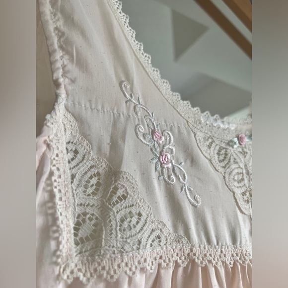 Vintage Cream Embroidered Floral Lace Nightgown Nightwear Cottagecore Large - Picture 5 of 9